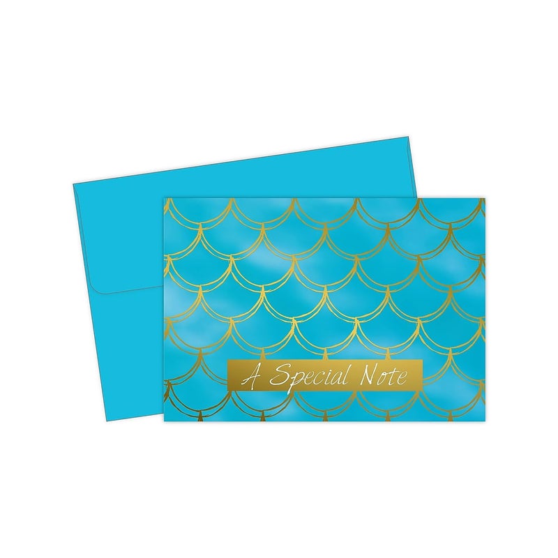 Great Papers! Mermaid Gold Foil Thank You Note Card & Envelopes, 4.875" x 3.375", 50 count (2020033), Blue - Image 1